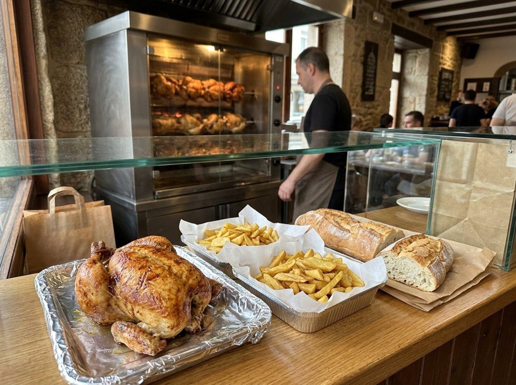 Foto 1 Menú pollo clásico para llevar en Ourense: recién asado y a precio cerrado